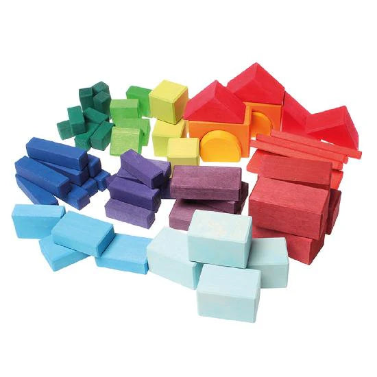 Grimm's - Geometrical Blocks in Net Bag - Multi-colour