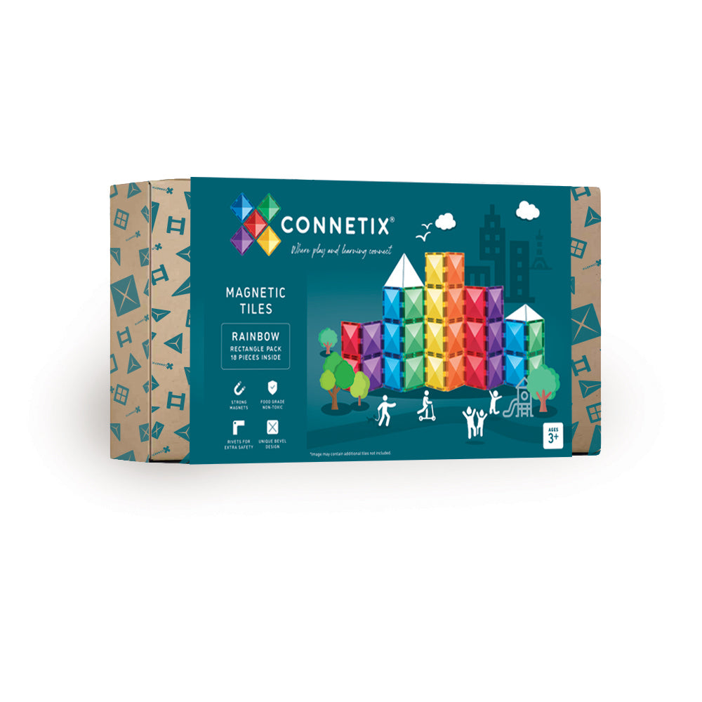 Connetix - Rainbow Rectangle Pack - 18 Piece Magnetic Tiles - Connetix - littleyoyo.ca
