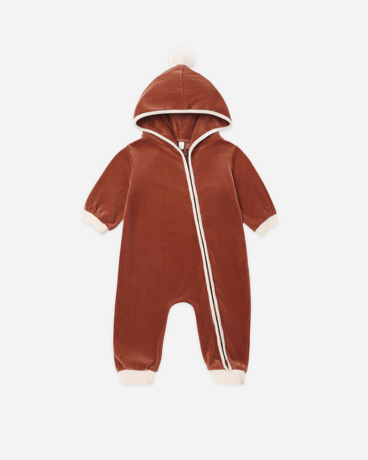 Quincy Mae Velour Zip Jumpsuit Redwood