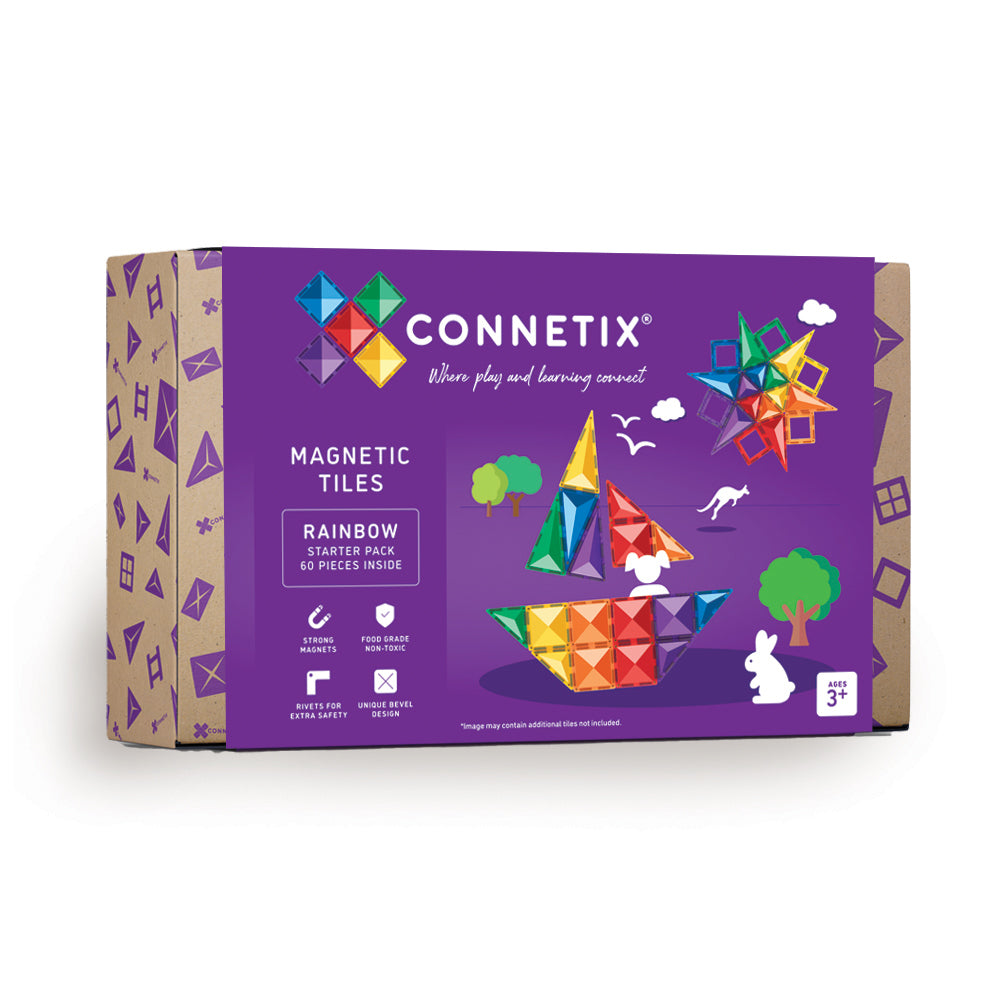 Connetix - 60 Piece Rainbow Starter Pack Magnetic Tiles - Connetix - littleyoyo.ca
