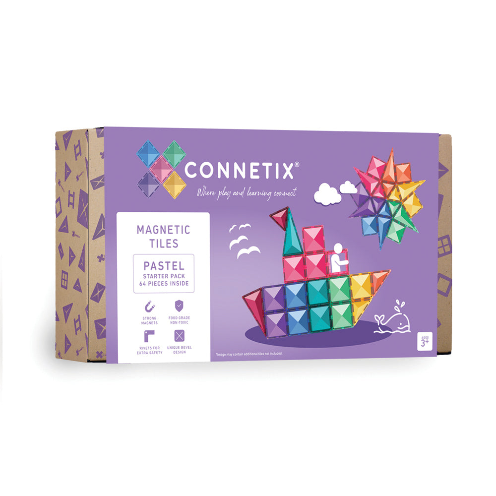 Connetix - Pastel Starter Pack - 64 Piece Magnetic Tiles - Connetix - littleyoyo.ca