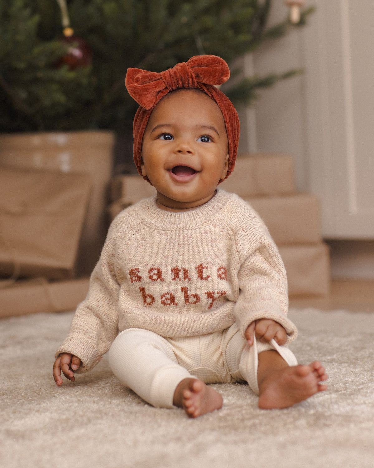 Quincy Mae Velour Bow Headband Redwood