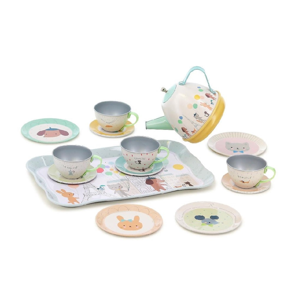Vilac - Nature Musical Tin Tea Set - Sarah Betz - Vilac - littleyoyo.ca