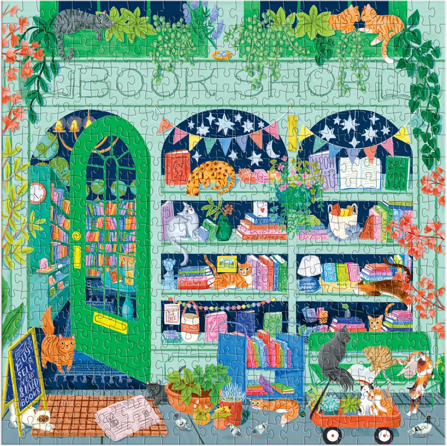Good Puzzle Co. Bookshop Cats - 500pc Jigsaw Puzzle - Galison - littleyoyo.ca