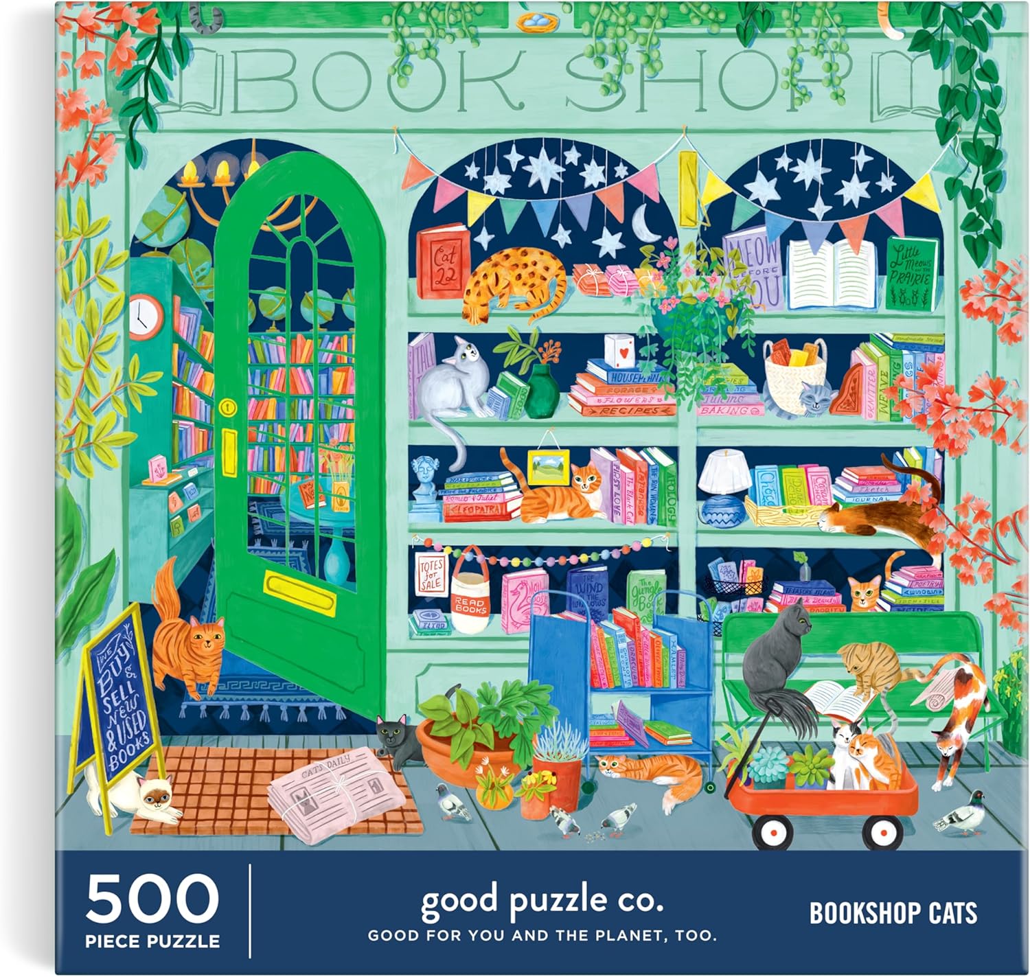 Good Puzzle Co. Bookshop Cats - 500pc Jigsaw Puzzle - Galison - littleyoyo.ca