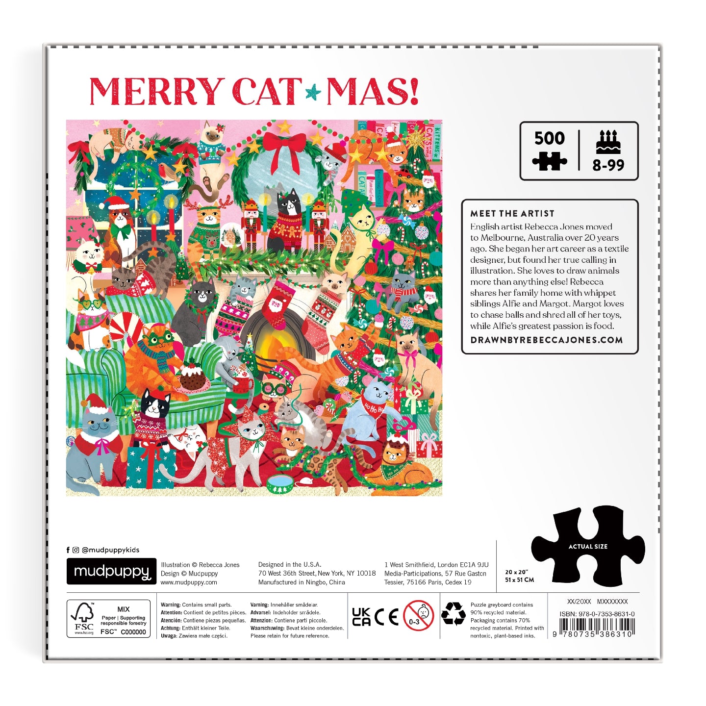 Mudpuppy - Merry Catmas! - 500 Piece Jigsaw Puzzle