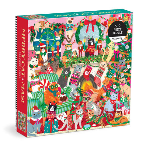 Mudpuppy - Merry Catmas! - 500 Piece Jigsaw Puzzle - Mudpuppy - littleyoyo.ca