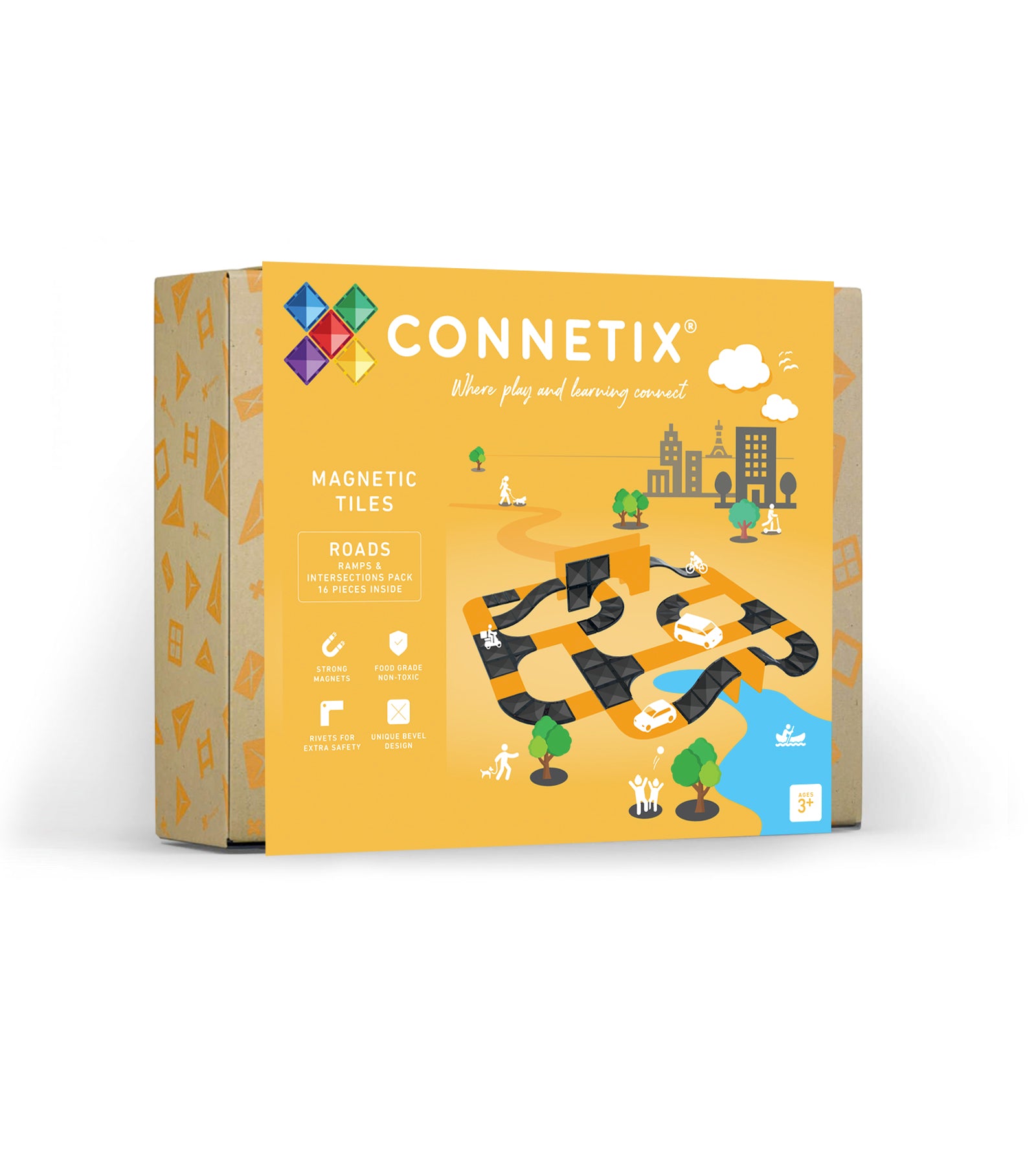 Connetix - Ramps and Intersections Pack - 16 Piece Creative Roads Magnetic Tiles - Connetix - littleyoyo.ca