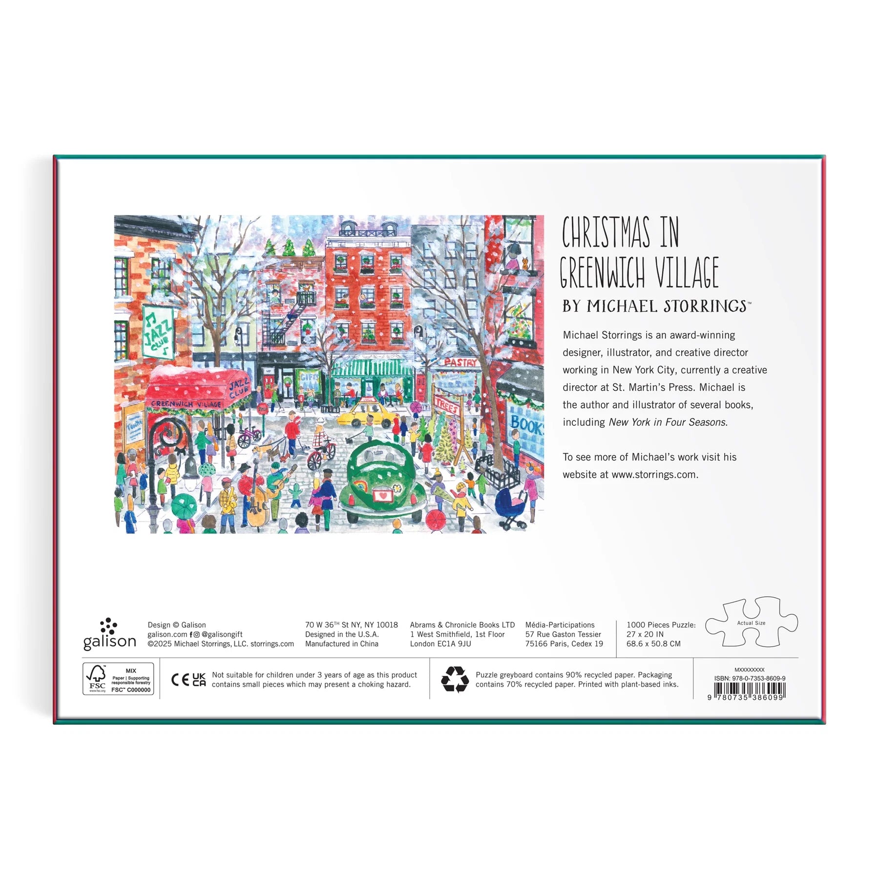 Michael Storrings Christmas in Greenwich Village - 1000pc Jigsaw Puzzle - Galison - littleyoyo.ca