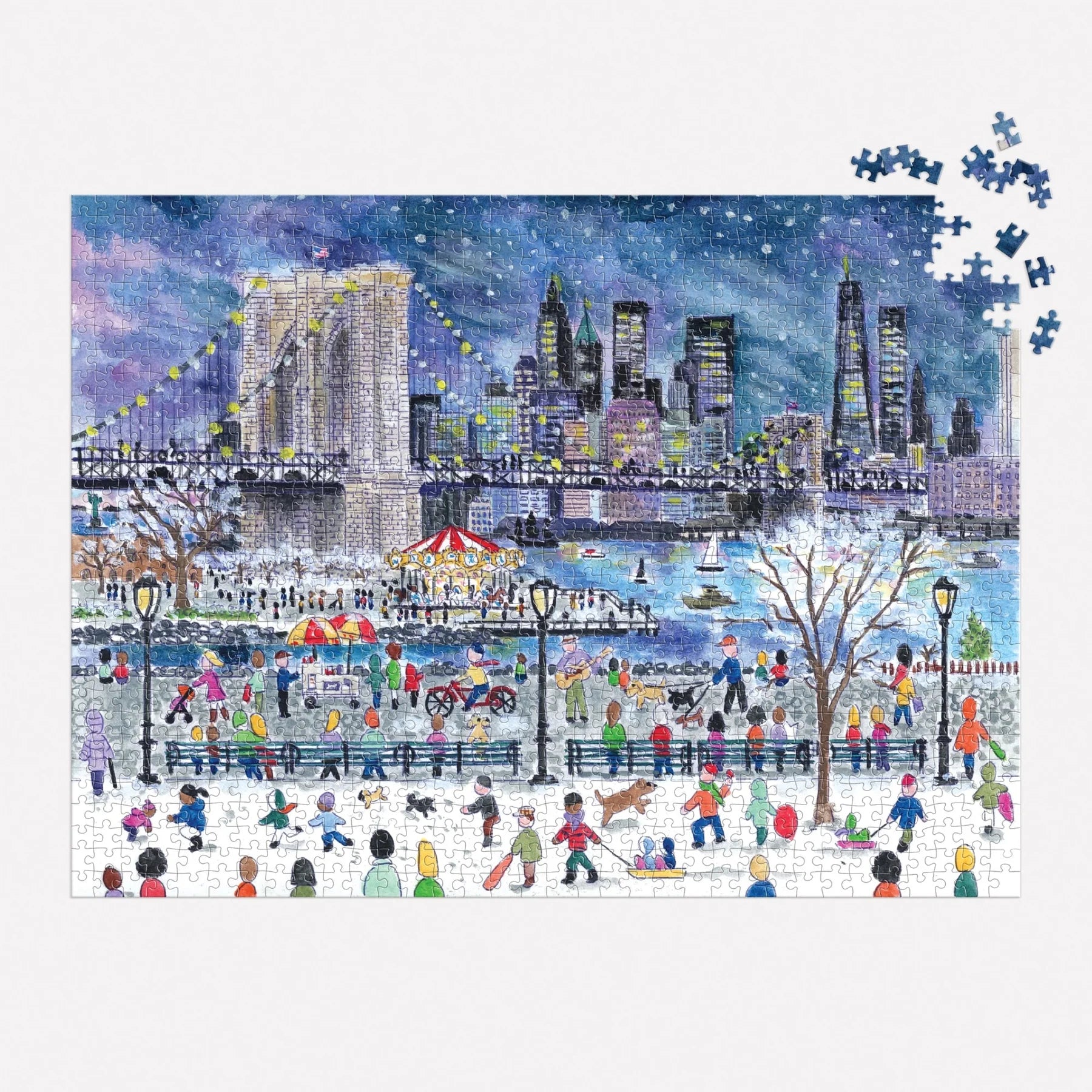 Michael Storrings Snowfall Over New York City - 1000pc Jigsaw Puzzle - Galison - littleyoyo.ca