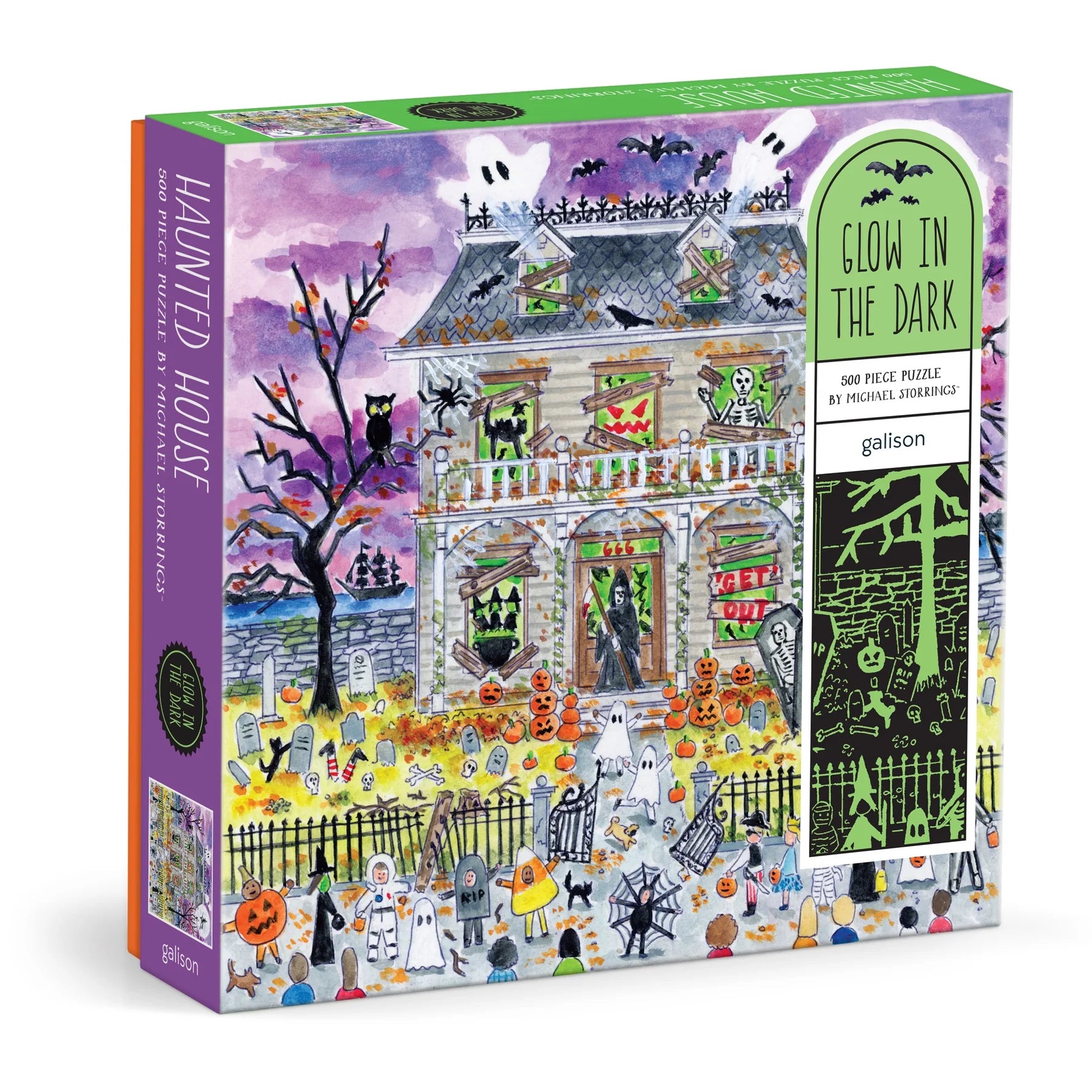Michael Storrings Haunted House - 500 Piece Glow in the Dark Jigsaw Puzzle - Galison - littleyoyo.ca