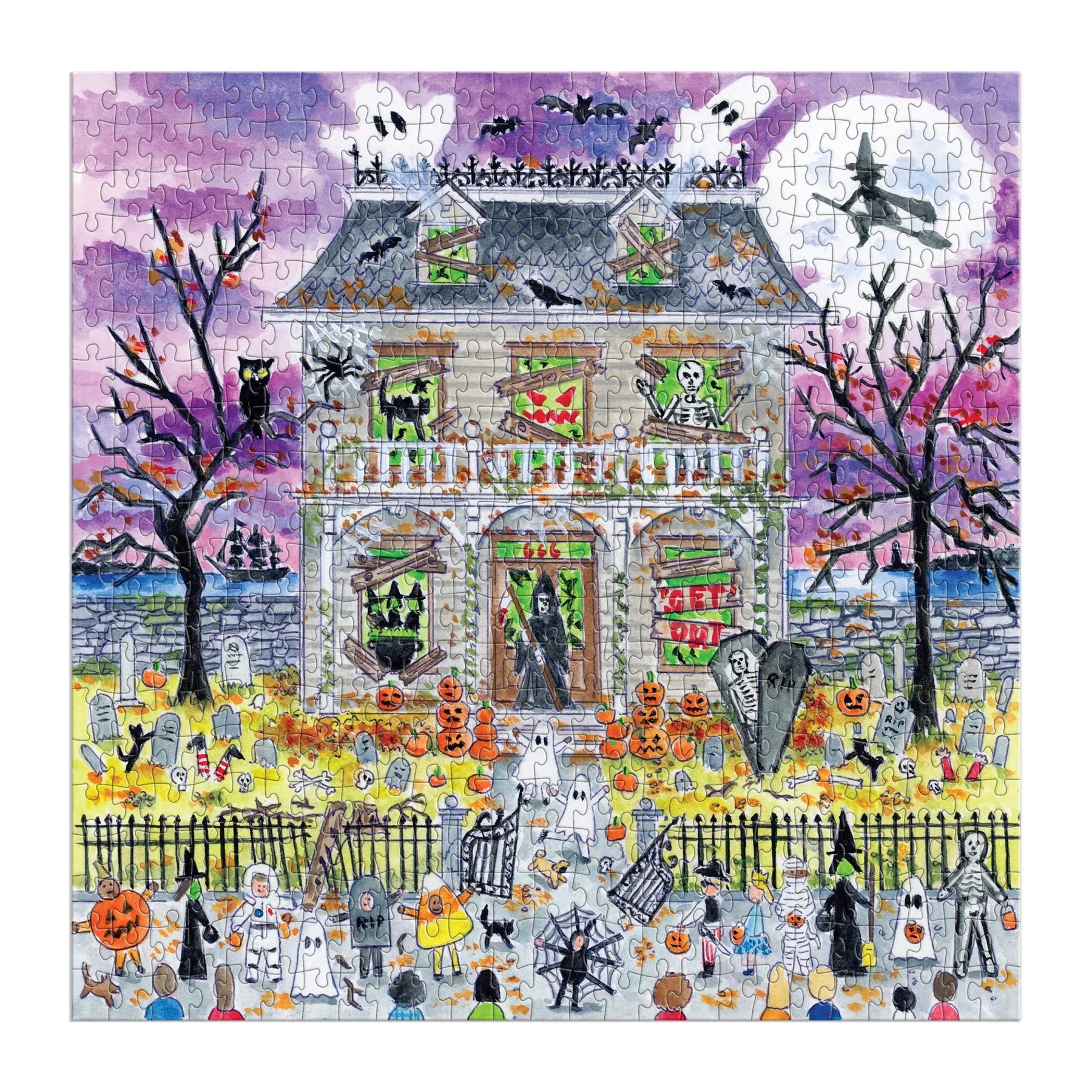 Michael Storrings Haunted House - 500 Piece Glow in the Dark Jigsaw Puzzle - Galison - littleyoyo.ca
