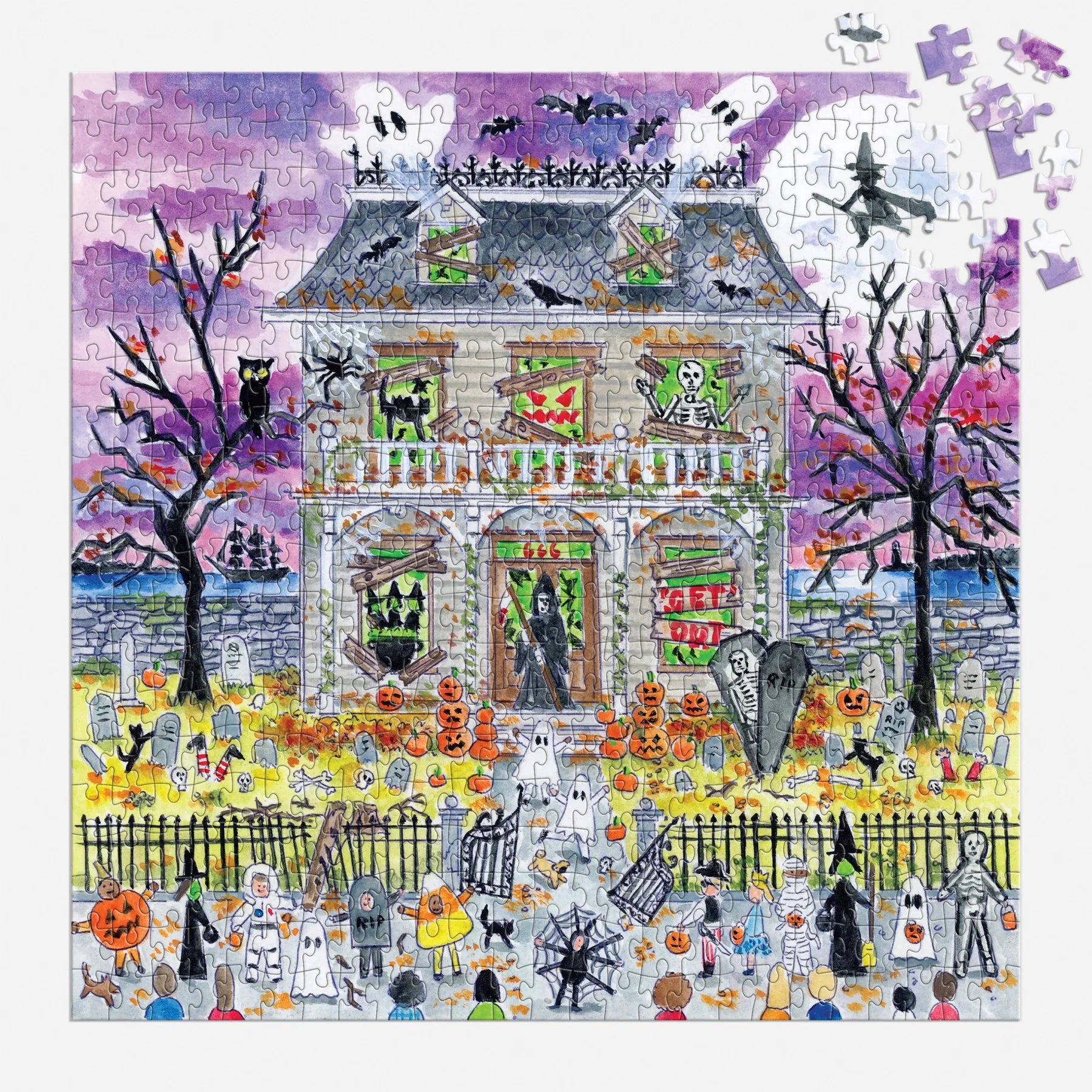 Michael Storrings Haunted House - 500 Piece Glow in the Dark Jigsaw Puzzle - Galison - littleyoyo.ca