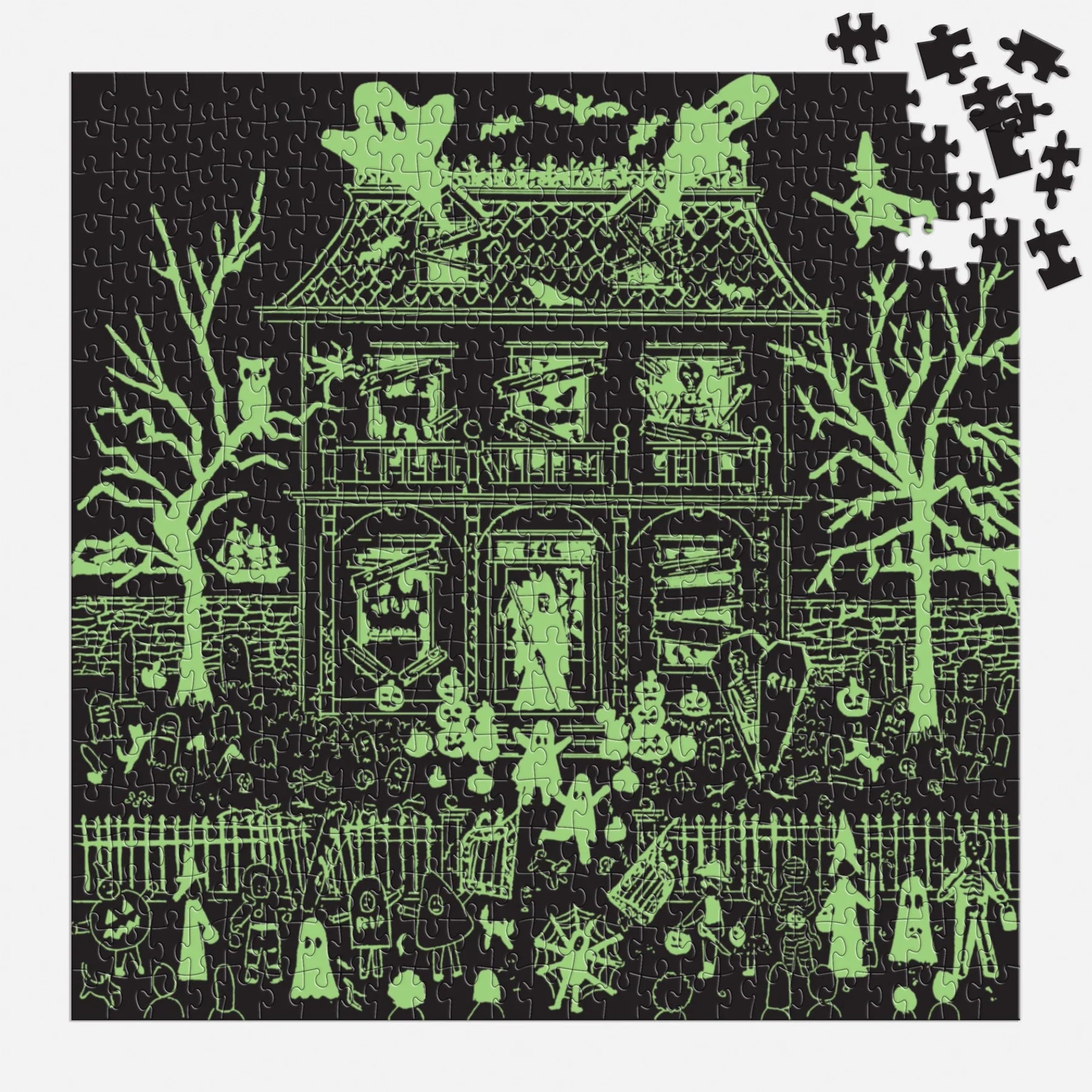 Michael Storrings Haunted House - 500 Piece Glow in the Dark Jigsaw Puzzle - Galison - littleyoyo.ca