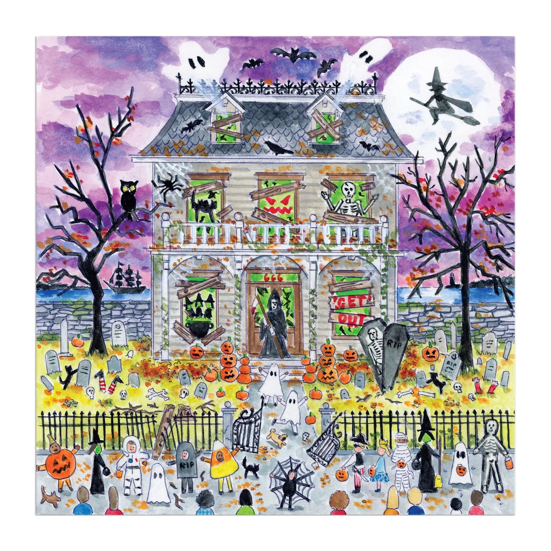 Michael Storrings Haunted House - 500 Piece Glow in the Dark Jigsaw Puzzle - Galison - littleyoyo.ca