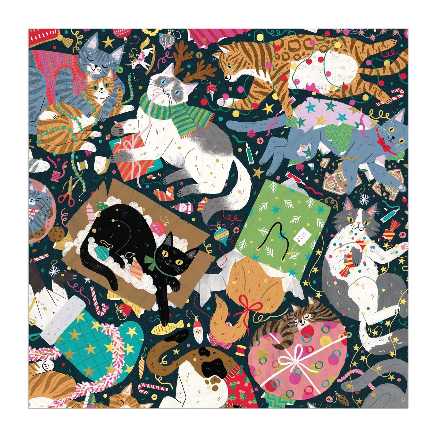 Catmas Chaos - 500 Piece Foil Jigsaw Puzzle - Galison - littleyoyo.ca