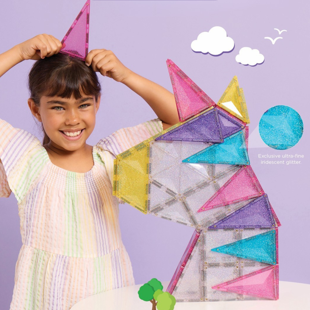 Connetix - Glitter Unicorn Pack - 56 Piece - Connetix - littleyoyo.ca