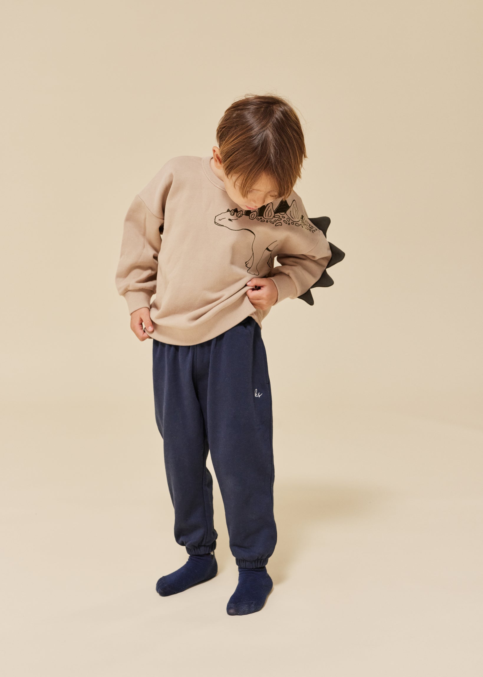 Konges Slojd - Lou Animal Spike Dino Sweatshirt Gots - Oxford Tan - Konges Slojd - littleyoyo.ca