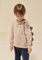 Konges Slojd - Lou Animal Spike Dino Sweatshirt Gots - Oxford Tan - Konges Slojd - littleyoyo.ca