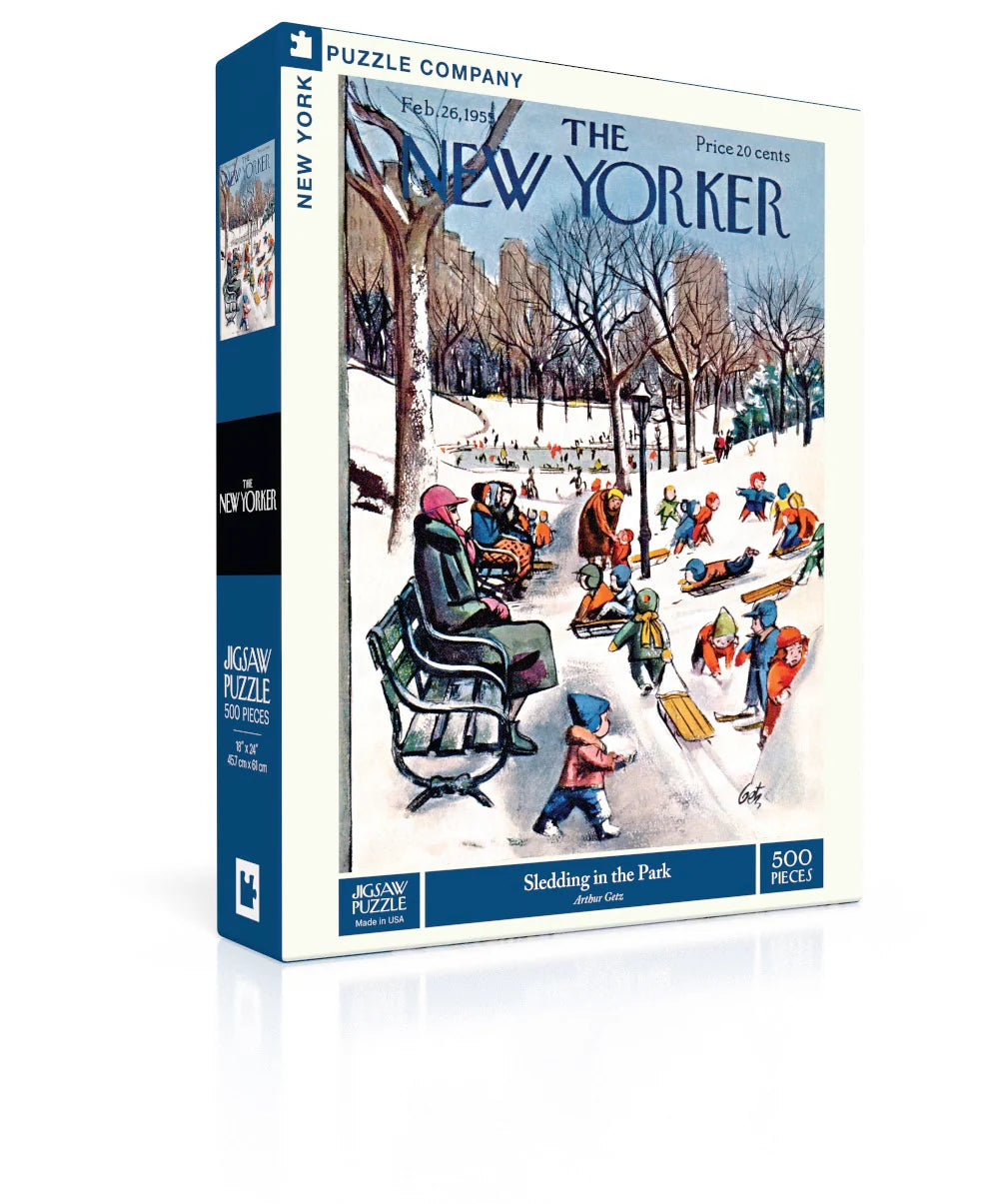 Sledding in the Park - 500 Piece Jigsaw Puzzle - New York Puzzle Company - littleyoyo.ca