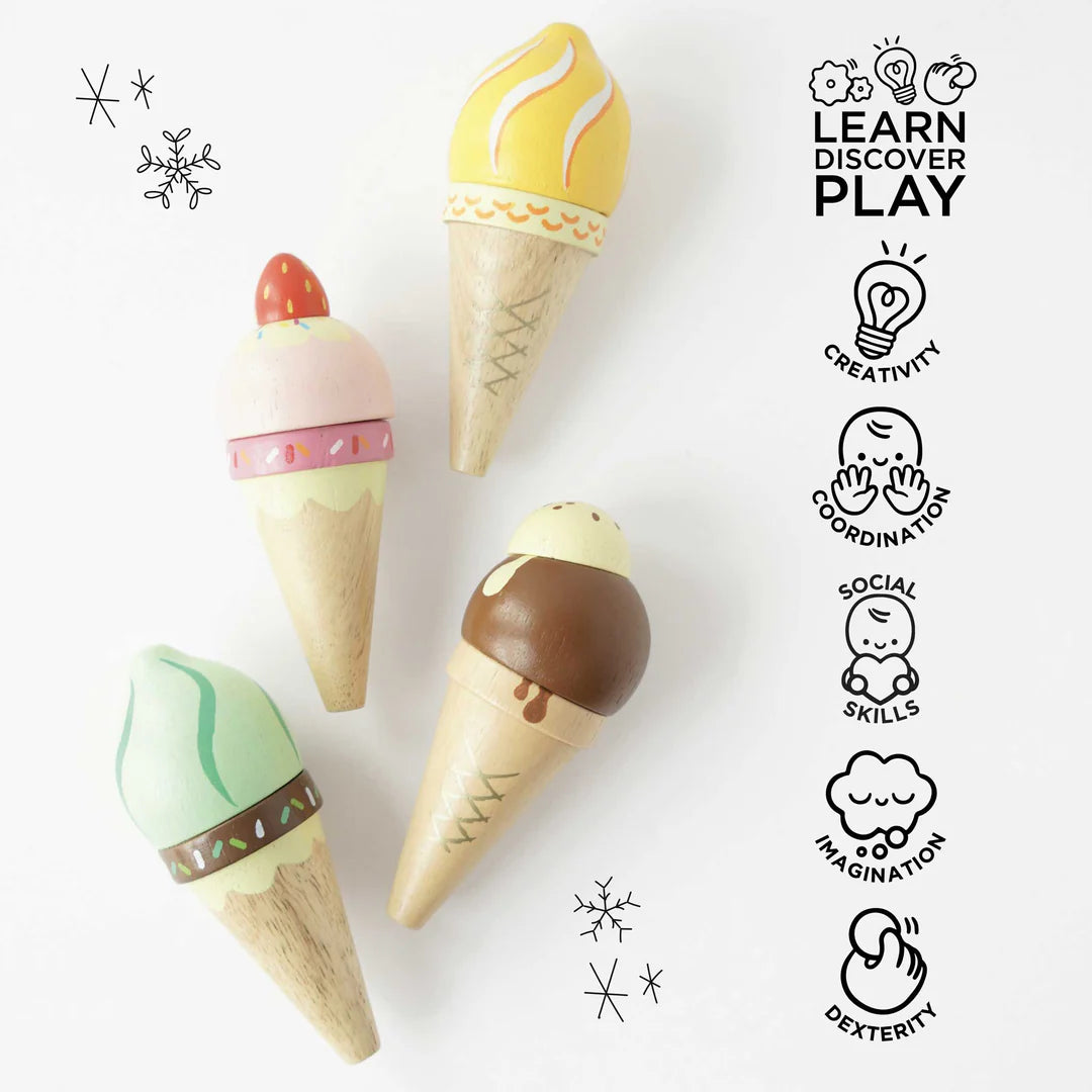 Le Toy Van - Wooden Ice Cream Cones Set - Le Toy Van - littleyoyo.ca