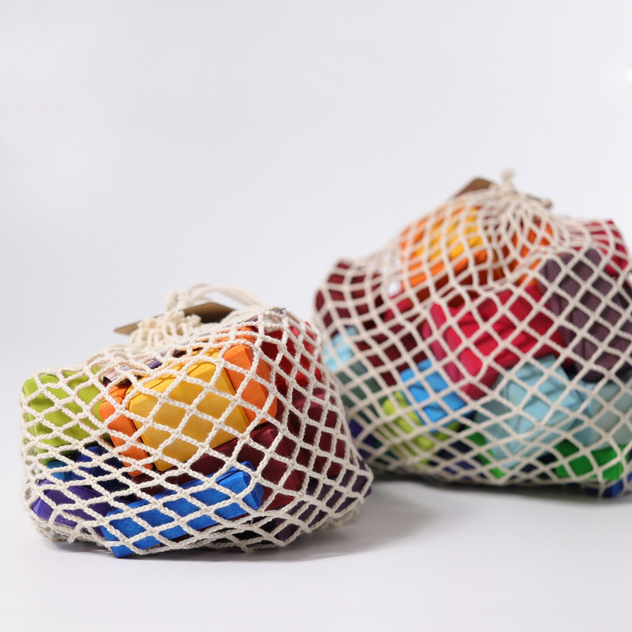 Grimm's - Geometrical Blocks in Net Bag - Multi-colour - Grimm's - littleyoyo.ca