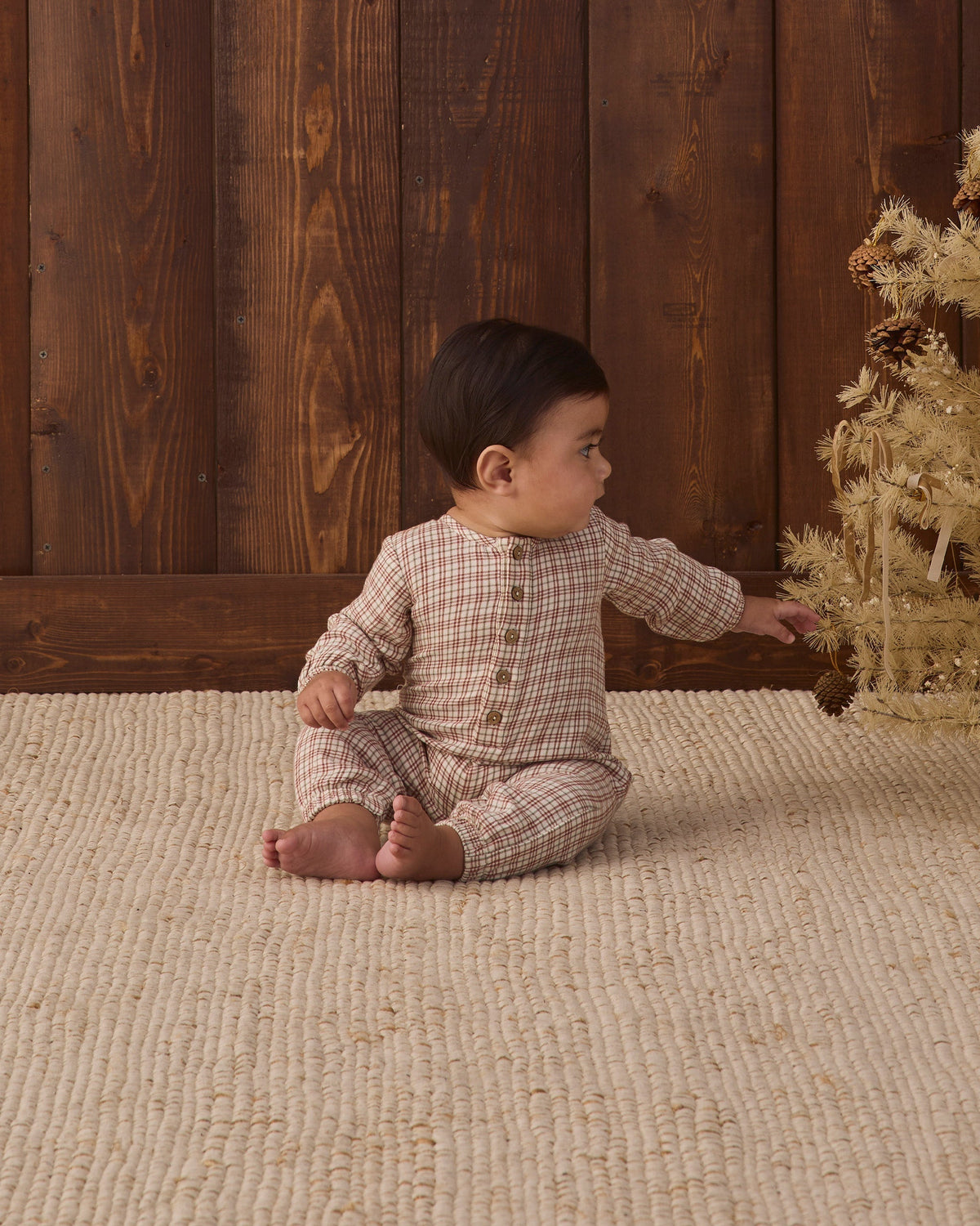 Quincy Mae Woven Jumpsuit Christmas Plaid