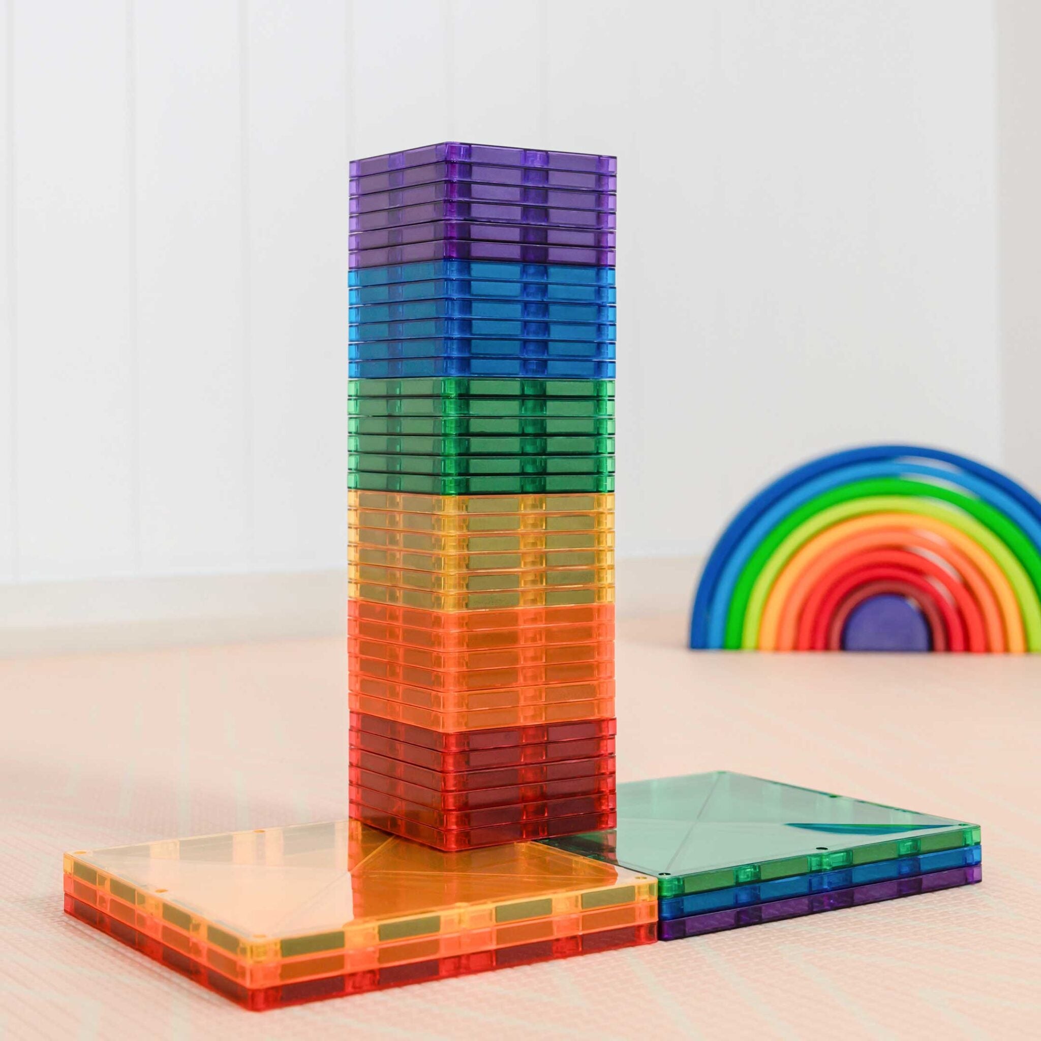 Connetix - Rainbow Square Pack - 42 Piece Magnetic Tiles - Connetix - littleyoyo.ca