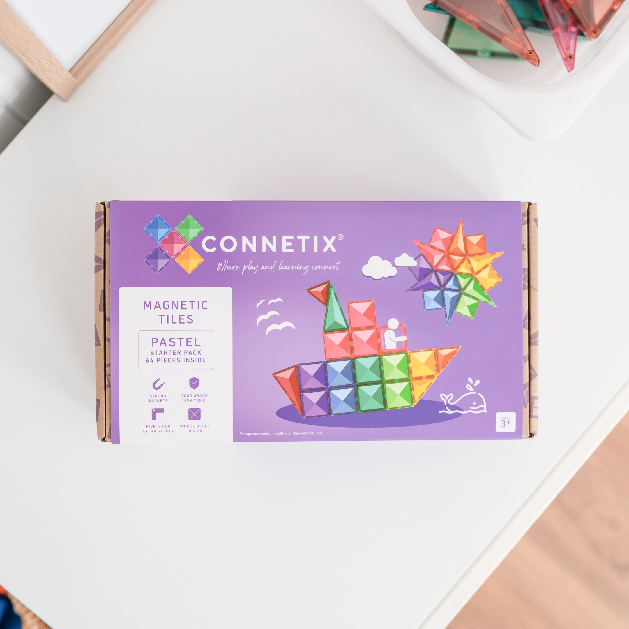Connetix - Pastel Starter Pack - 64 Piece Magnetic Tiles - Connetix - littleyoyo.ca