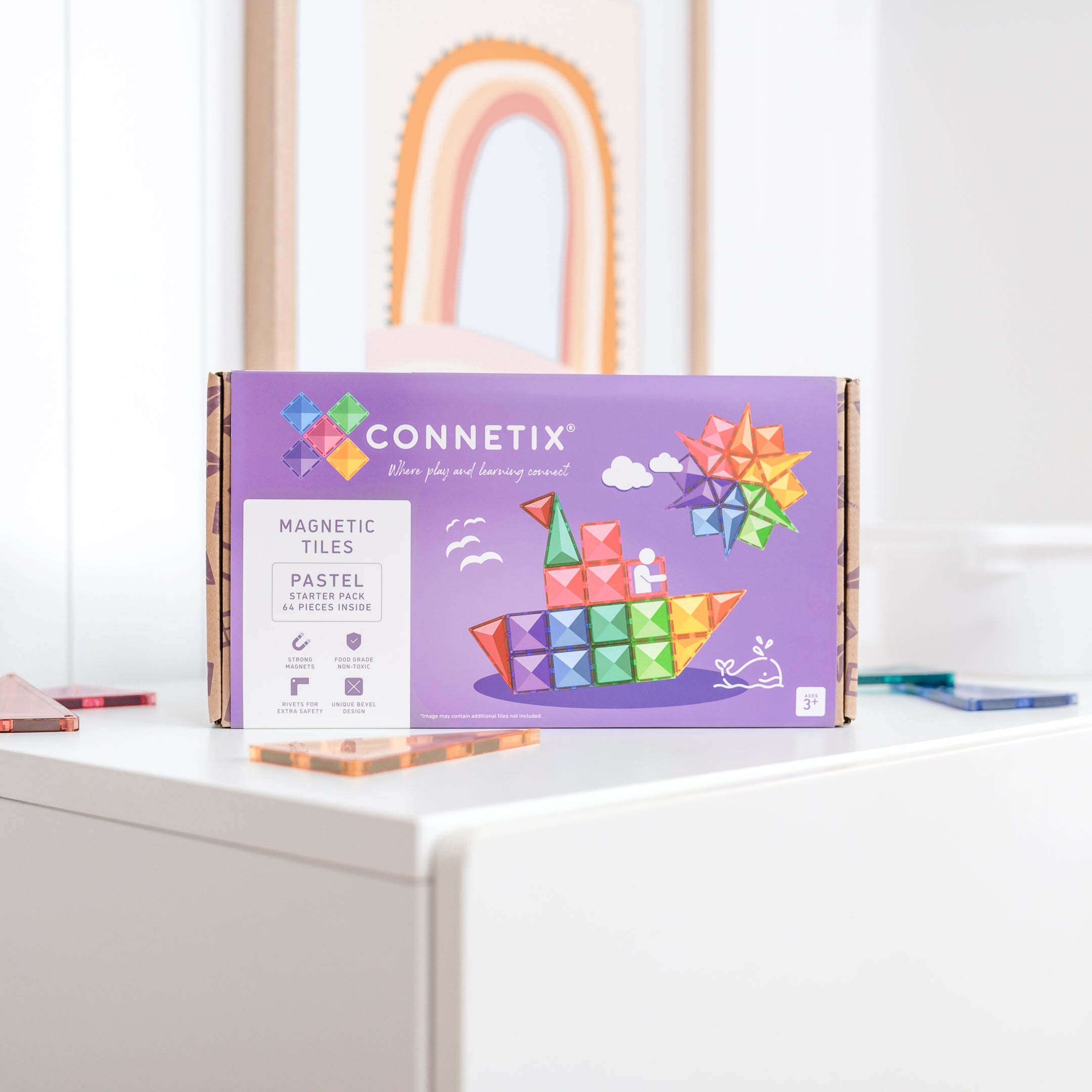 Connetix - Pastel Starter Pack - 64 Piece Magnetic Tiles - Connetix - littleyoyo.ca