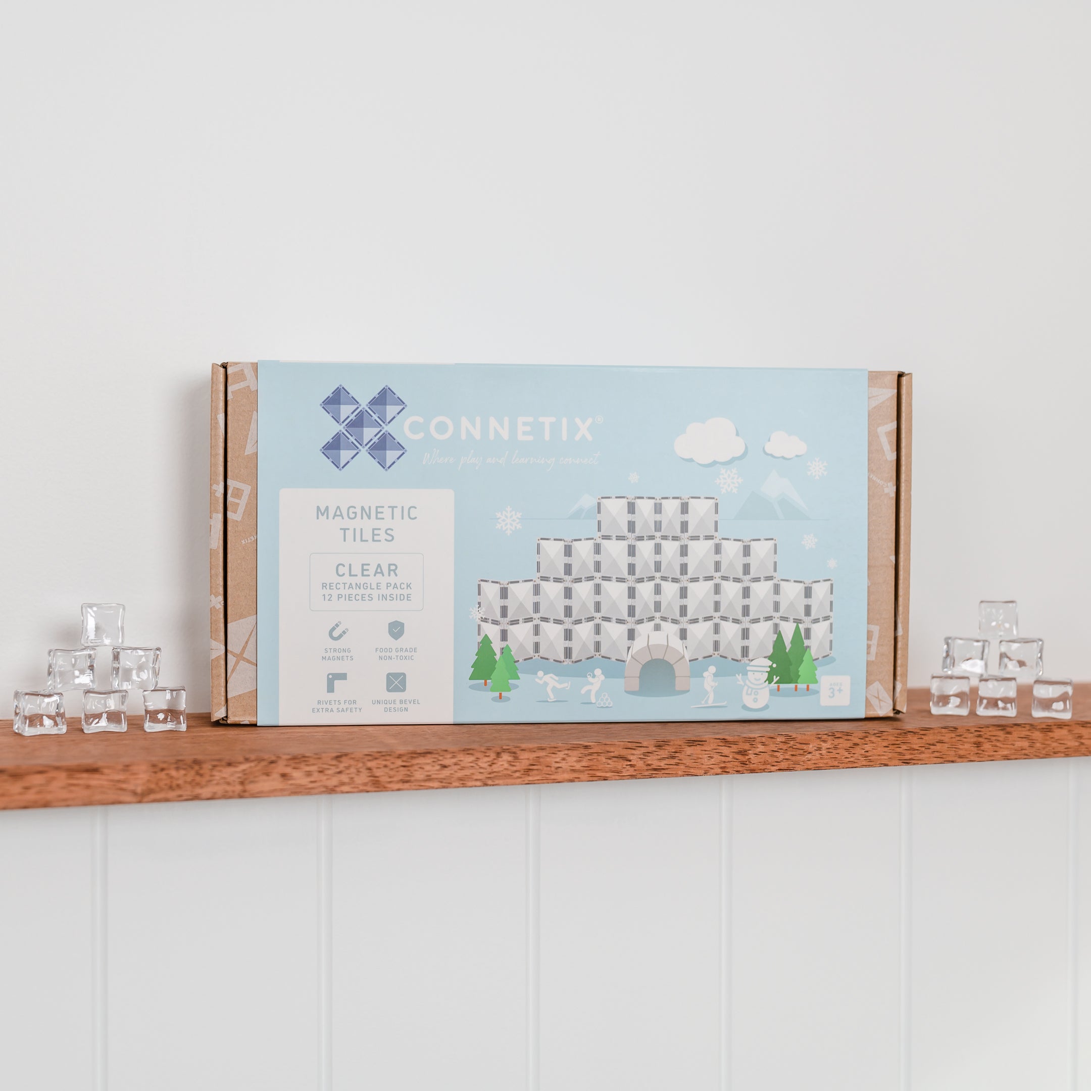 Connetix - Clear Rectangle Pack - 12 Piece Magnetic Tiles - Connetix - littleyoyo.ca