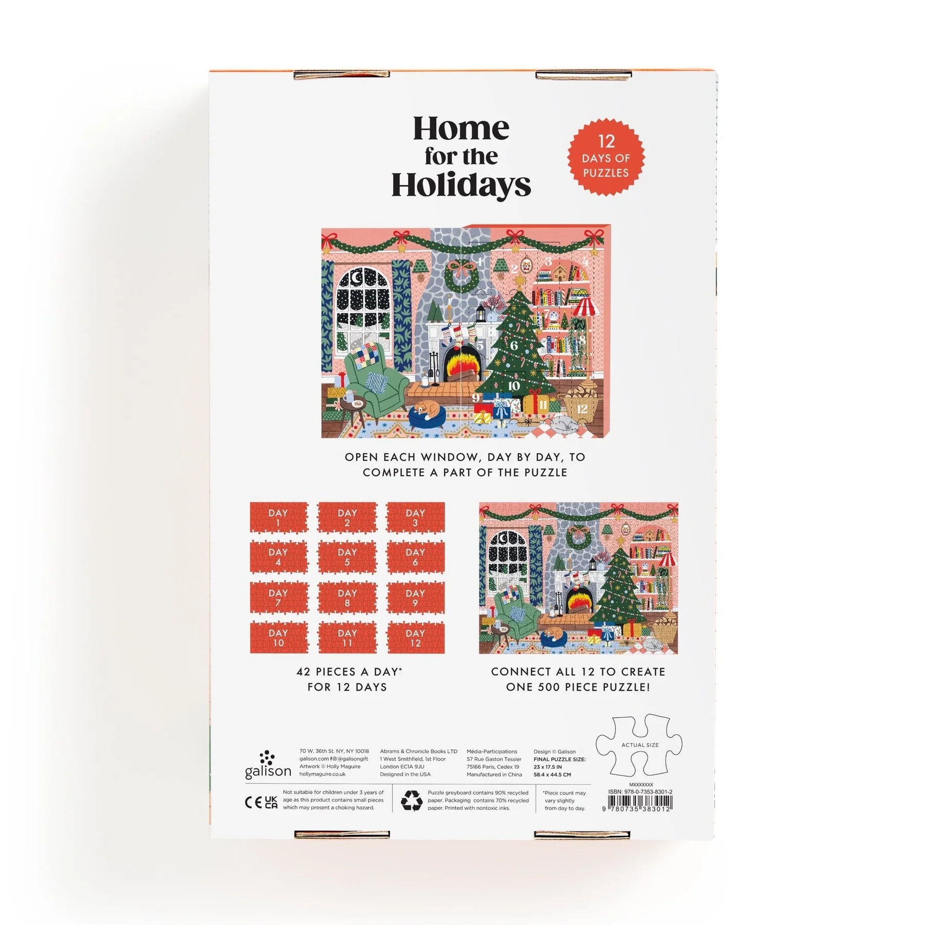 Home for the Holidays Advent Puzzle Calendar - 500pc Jigsaw Puzzle - Galison - littleyoyo.ca