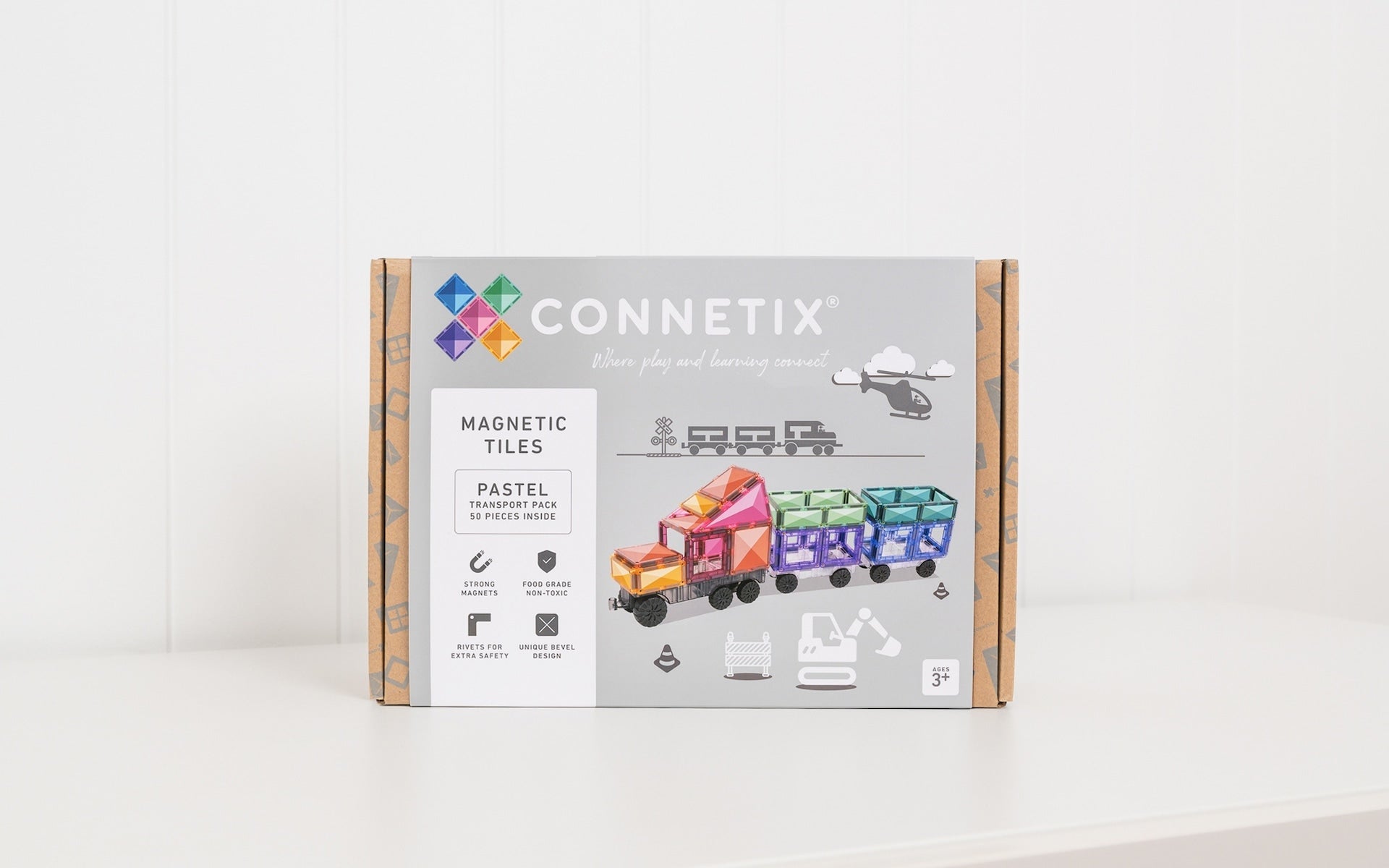 Connetix - Pastel Transport Pack - 50 Piece Magnetic Tiles - Connetix - littleyoyo.ca