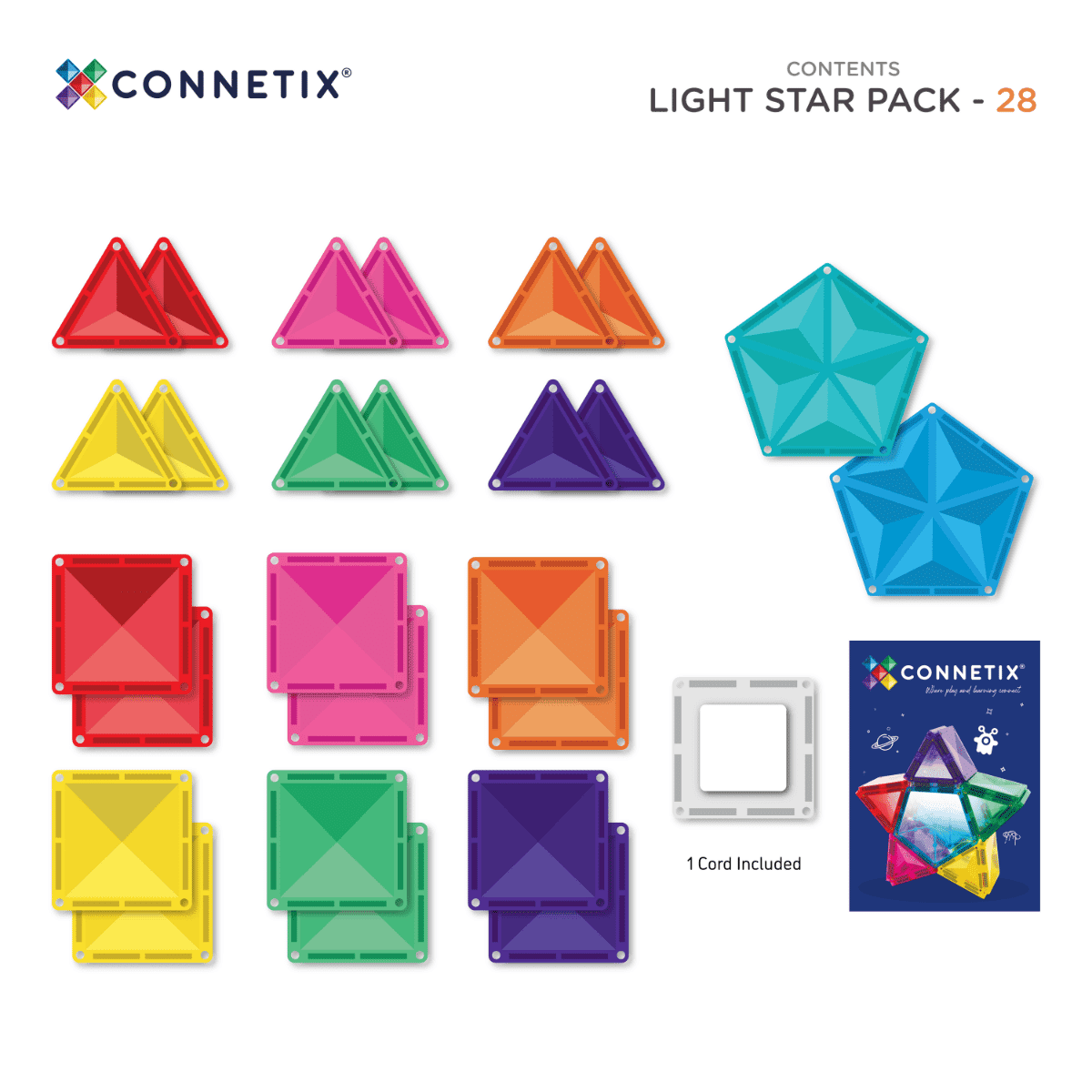 Connetix - Light Star Pack - 28 Piece - Connetix - littleyoyo.ca