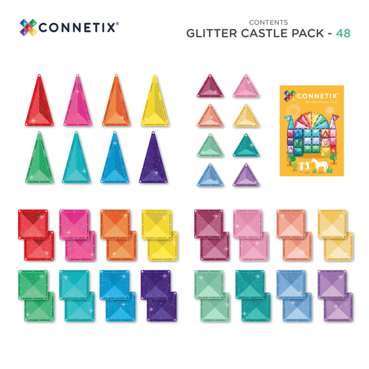 Connetix - Glitter Castle Pack - 48 Piece - Connetix - littleyoyo.ca