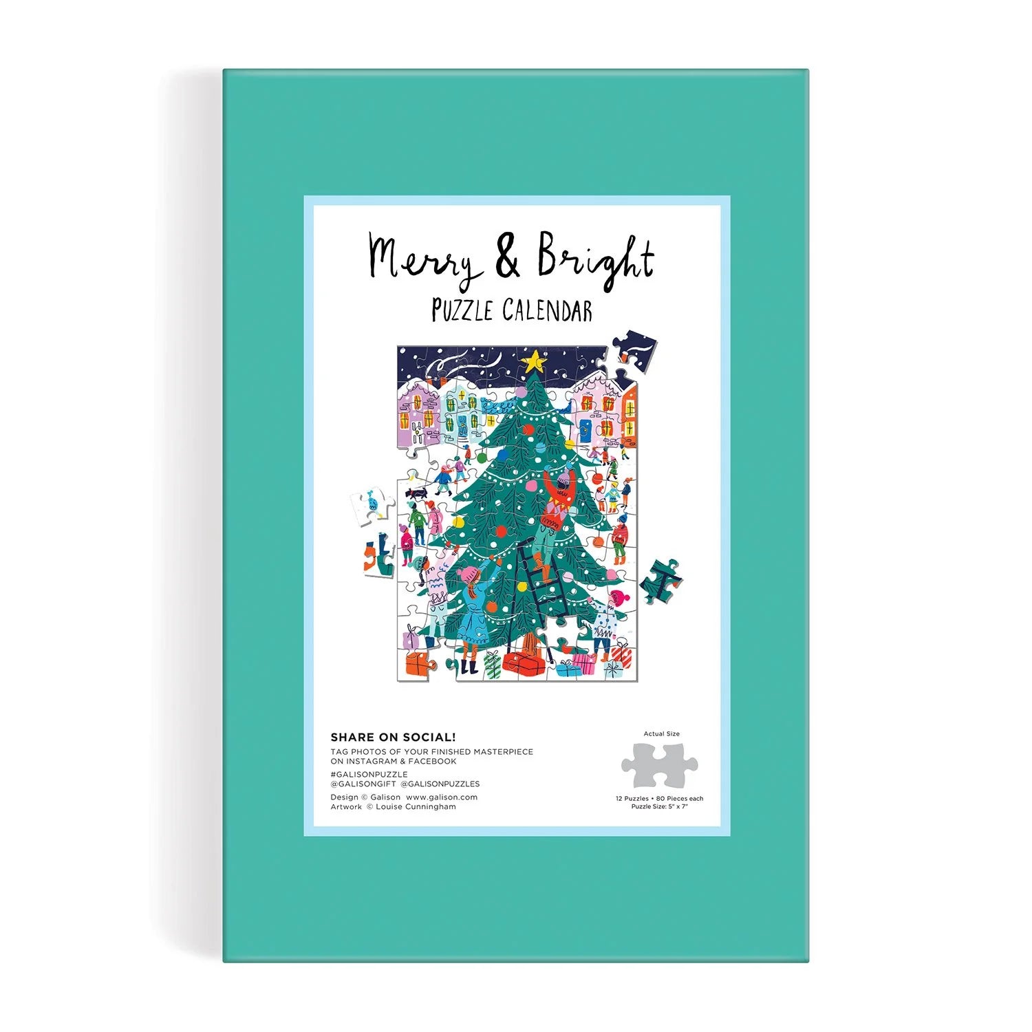 Louise Cunningham Merry and Bright 12 Days of Christmas Advent Puzzle Calendar - Galison - littleyoyo.ca