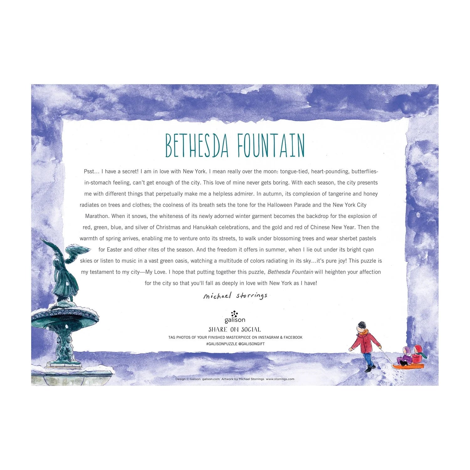 Michael Storrings Bethesda Fountain - 1000 Piece Jigsaw Puzzle - Galison - littleyoyo.ca