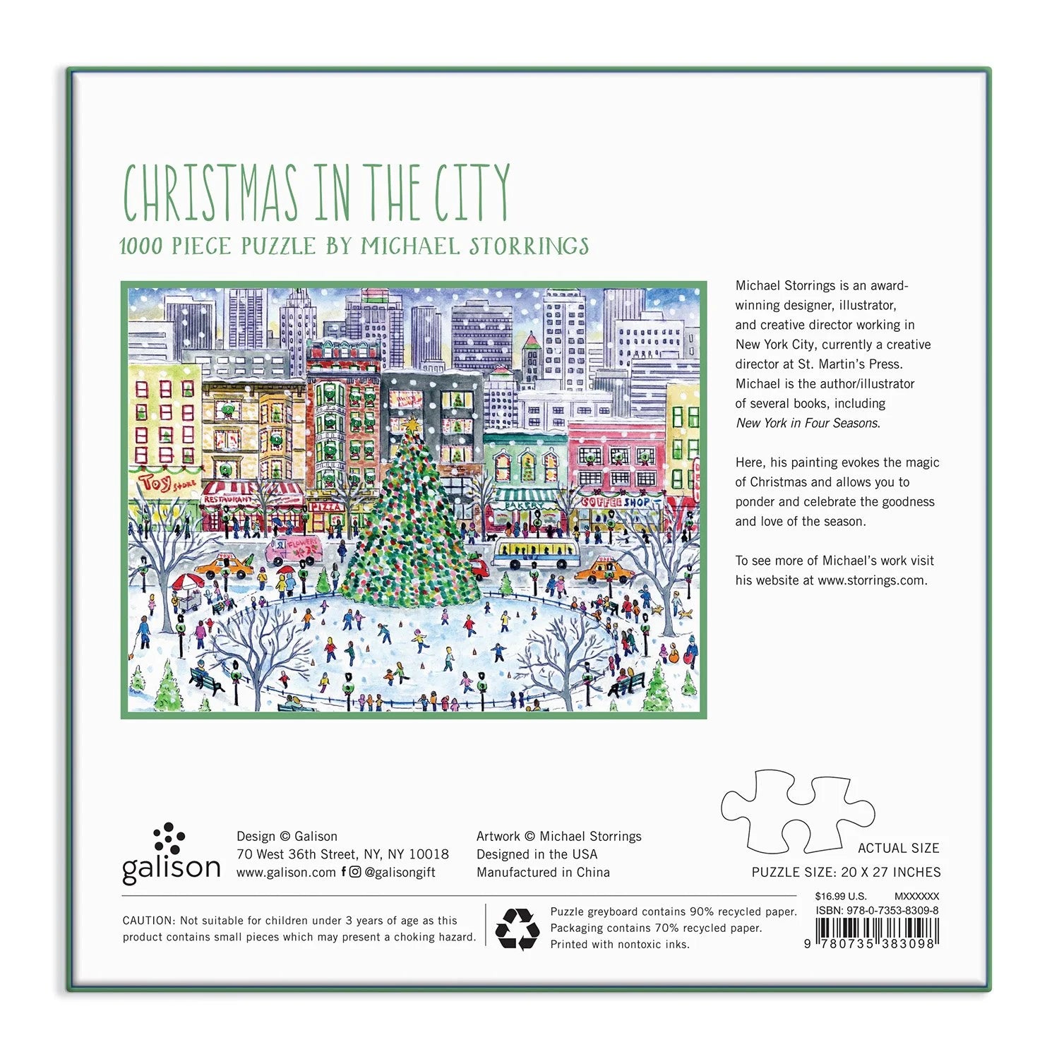 Michael Storrings Christmas in the City - 1000 Piece Jigsaw Puzzle - Galison - littleyoyo.ca
