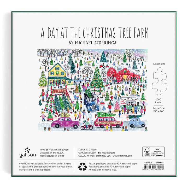 Michael Storrings Christmas Tree Farm - 1000 Piece Foil Jigsaw Puzzle - Galison - littleyoyo.ca