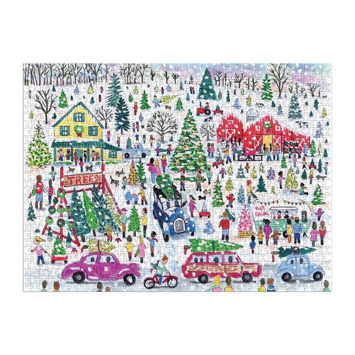 Michael Storrings Christmas Tree Farm - 1000 Piece Foil Jigsaw Puzzle - Galison - littleyoyo.ca