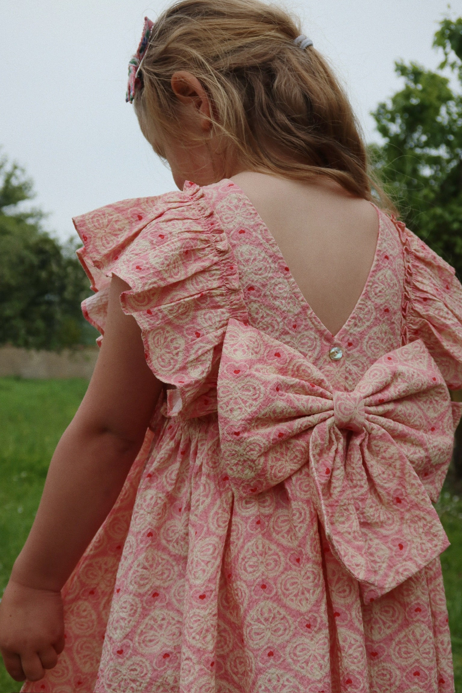 Konges Slojd - Ava Bow Dress GOTS - Lacy Pink - Konges Slojd - littleyoyo.ca