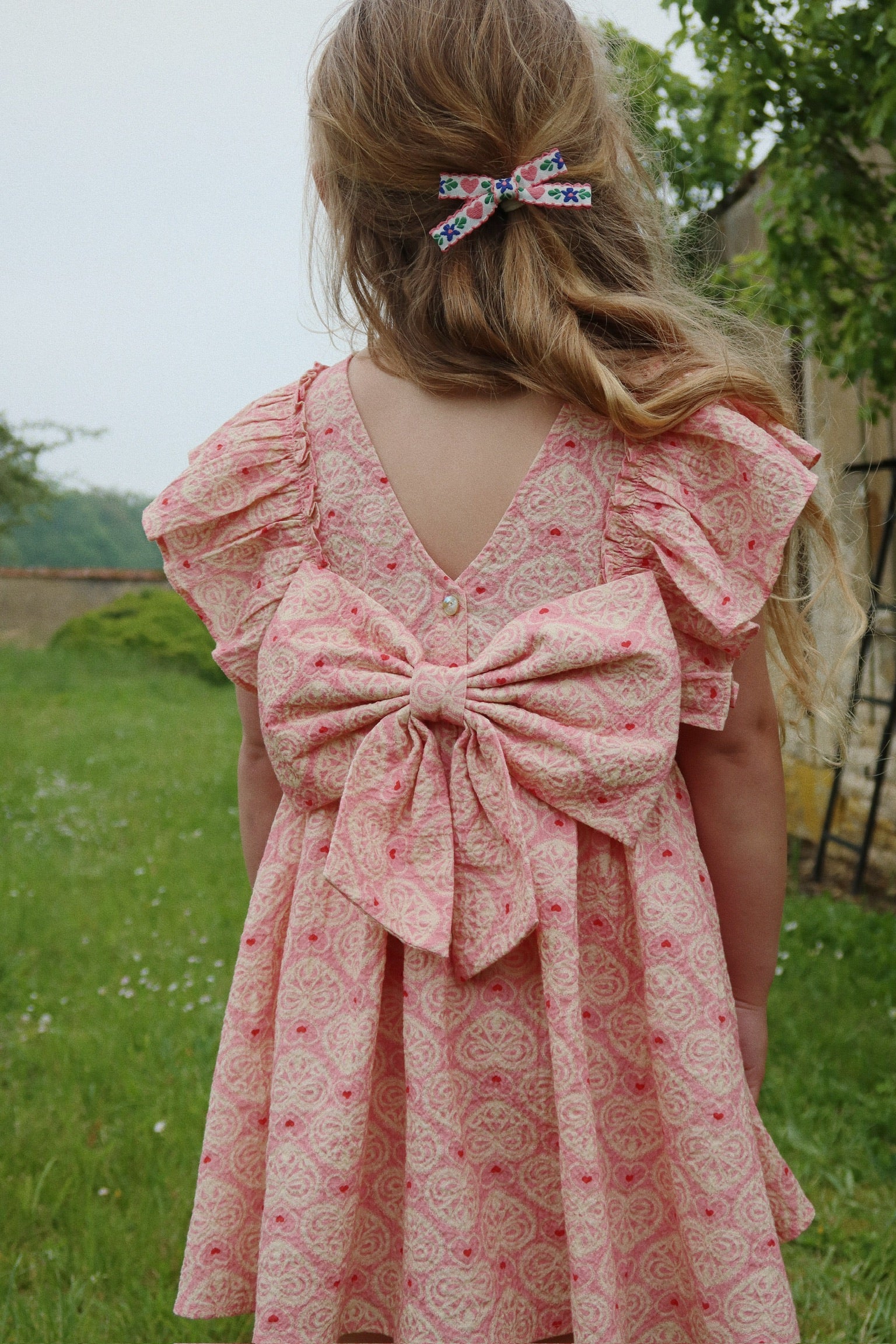 Konges Slojd - Ava Bow Dress GOTS - Lacy Pink - Konges Slojd - littleyoyo.ca