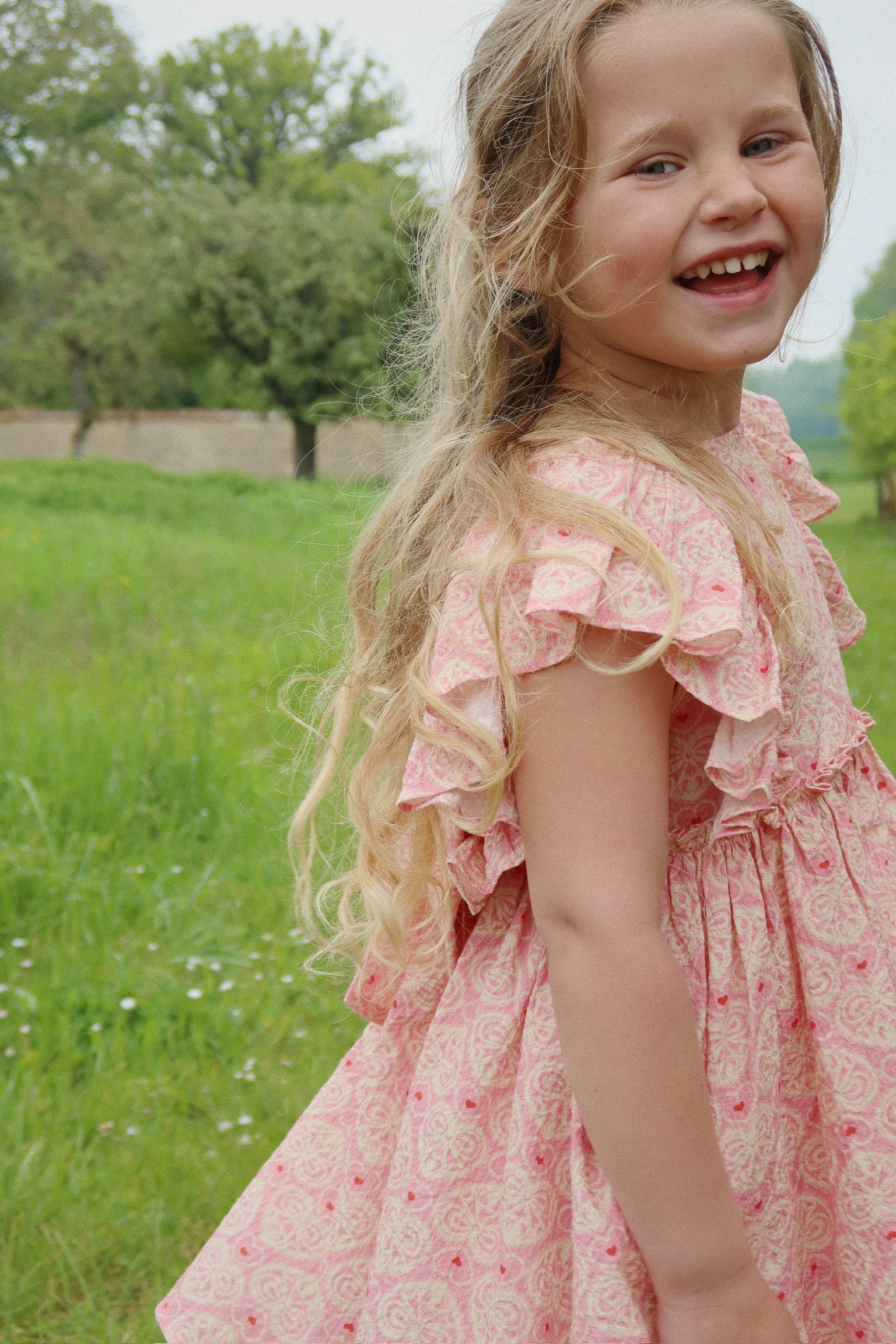 Konges Slojd - Ava Bow Dress GOTS - Lacy Pink - Konges Slojd - littleyoyo.ca