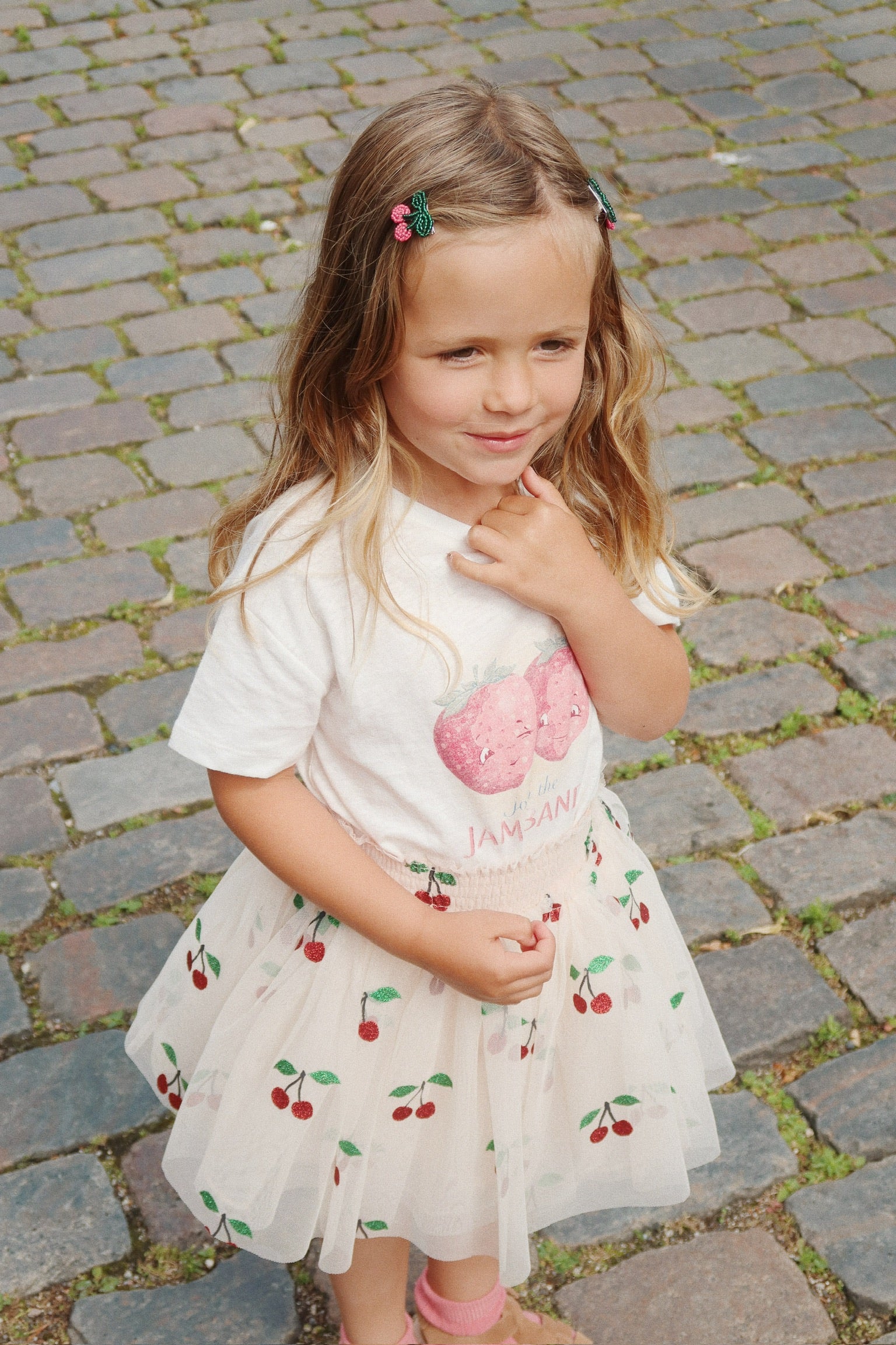Konges Slojd - Tullie Smock Skirt - Ma Grande Cerise Glitter - Konges Slojd - littleyoyo.ca