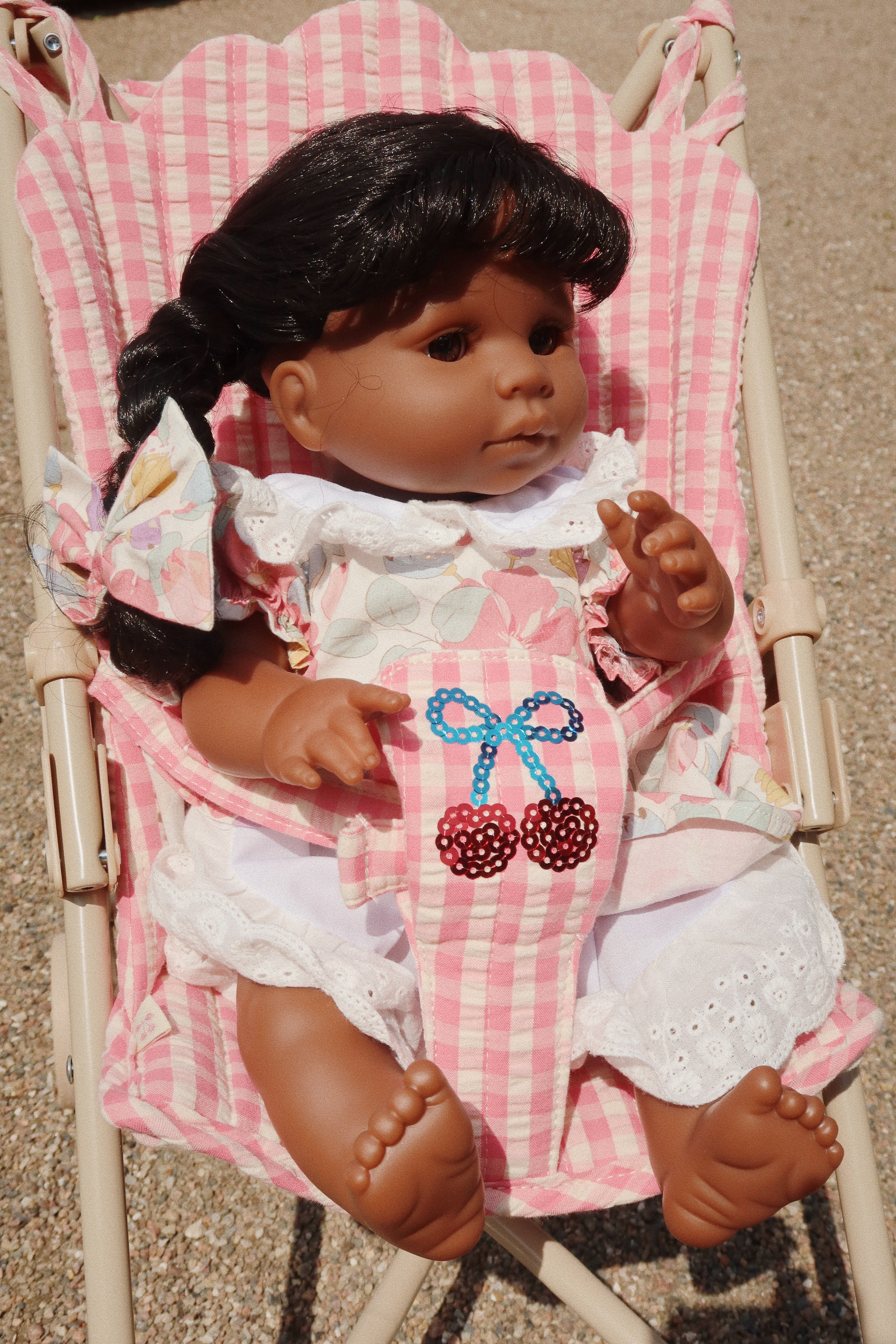 Konges Slojd - Cheeky Doll Stroller - Bubblegum Check - Konges Slojd - littleyoyo.ca