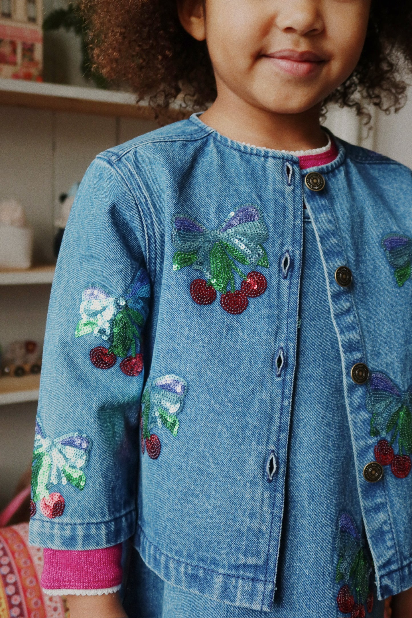 Konges Slojd - Magot Sequin Denim Jacket GOTS - Amarena Sequin
