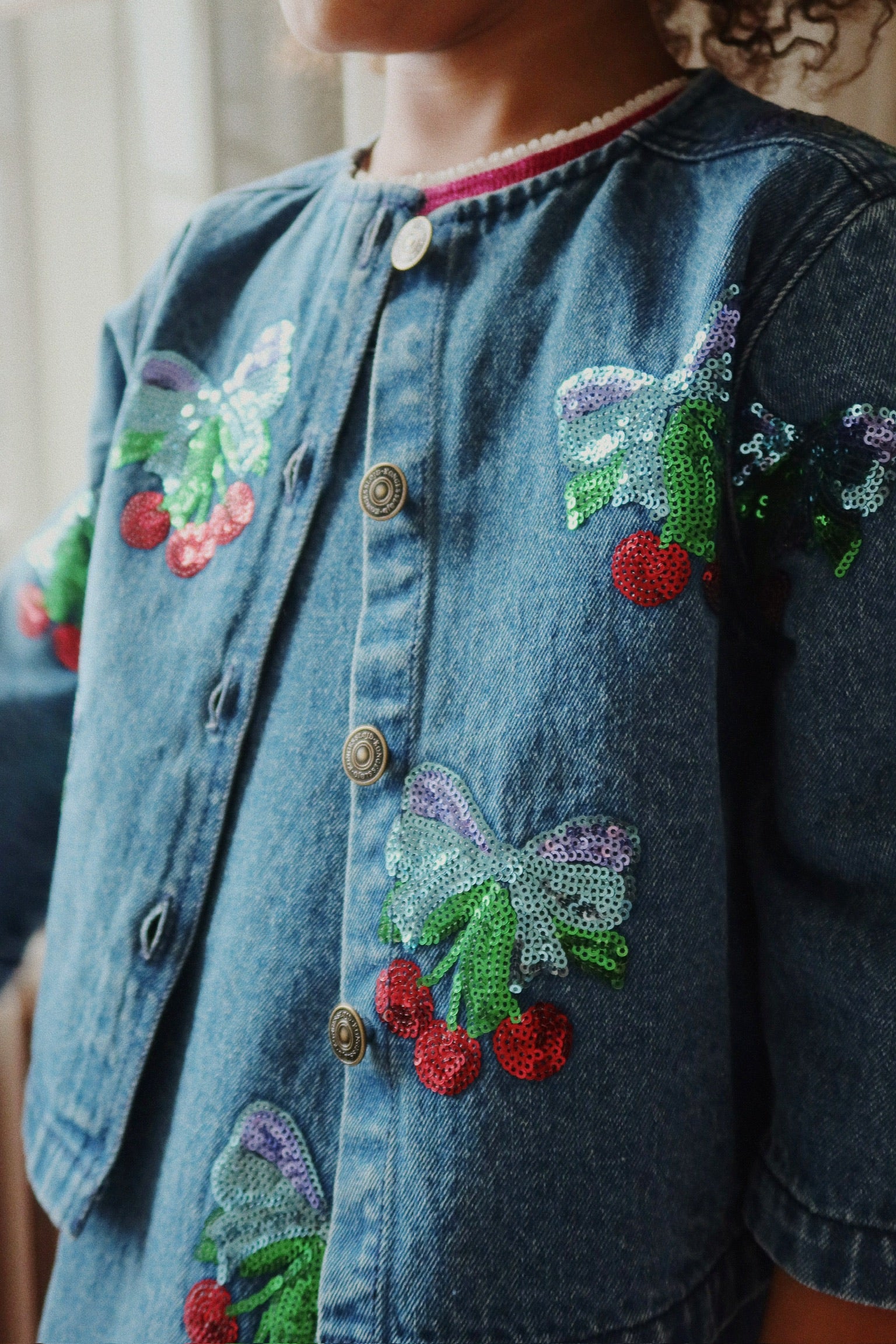 Konges Slojd - Magot Sequin Denim Jacket GOTS - Amarena Sequin - Konges Slojd - littleyoyo.ca