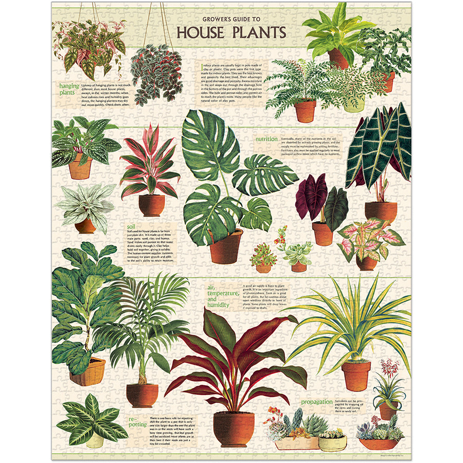 House Plants - 1000 Piece Vintage Puzzle - Cavallini & Co. - littleyoyo.ca