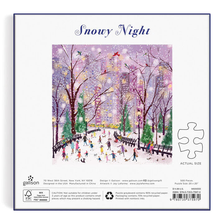 Joy Laforme Snowy Night - 500pc Jigsaw Puzzle - Galison - littleyoyo.ca