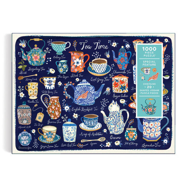 Tea Time - 1000pc Jigsaw Puzzle with Shaped Pieces - Galison - littleyoyo.ca